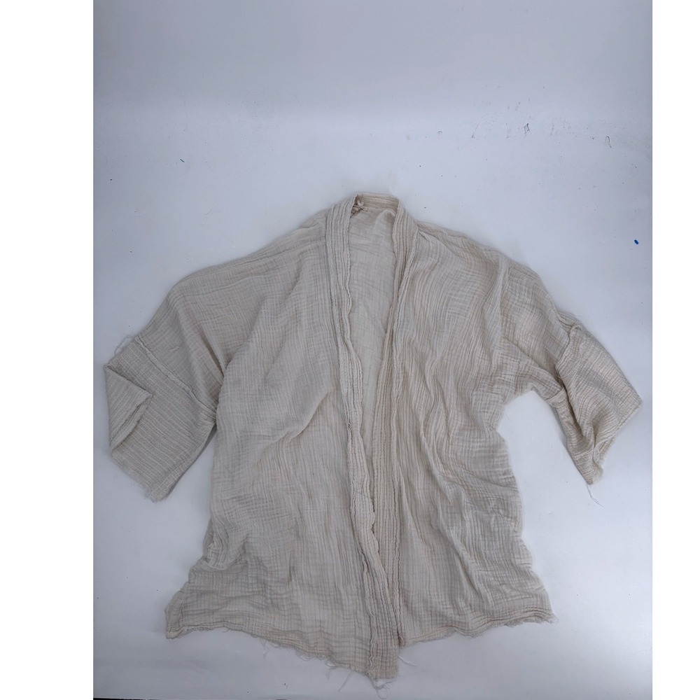 Johnny Was CALME Cream Cotton Gauze Open Front Cardigan Wrap M/L Q40318-N